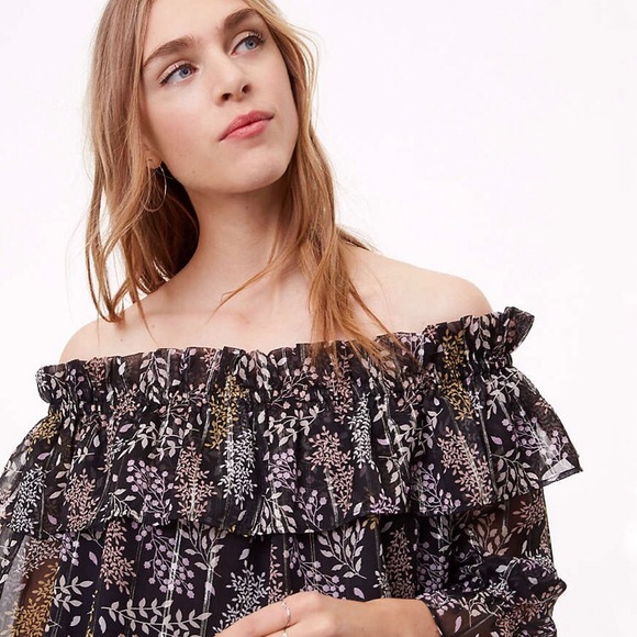 LOFT Tops - Loft off the shoulder sheer blouse top Size small